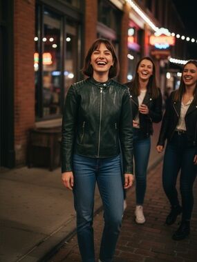 Belstaff Dark Green Leather Jacket